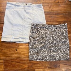 Free People Mini Skirt Set - White and Leopard Print